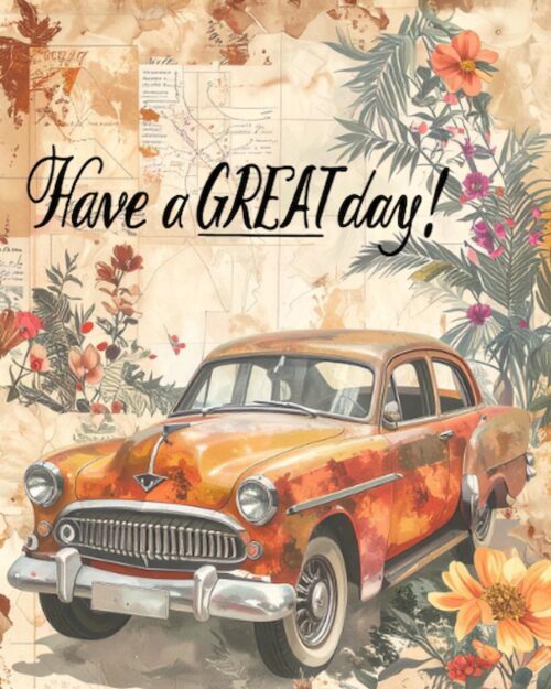 Artful Birthday Card for Him: Classic Car Design