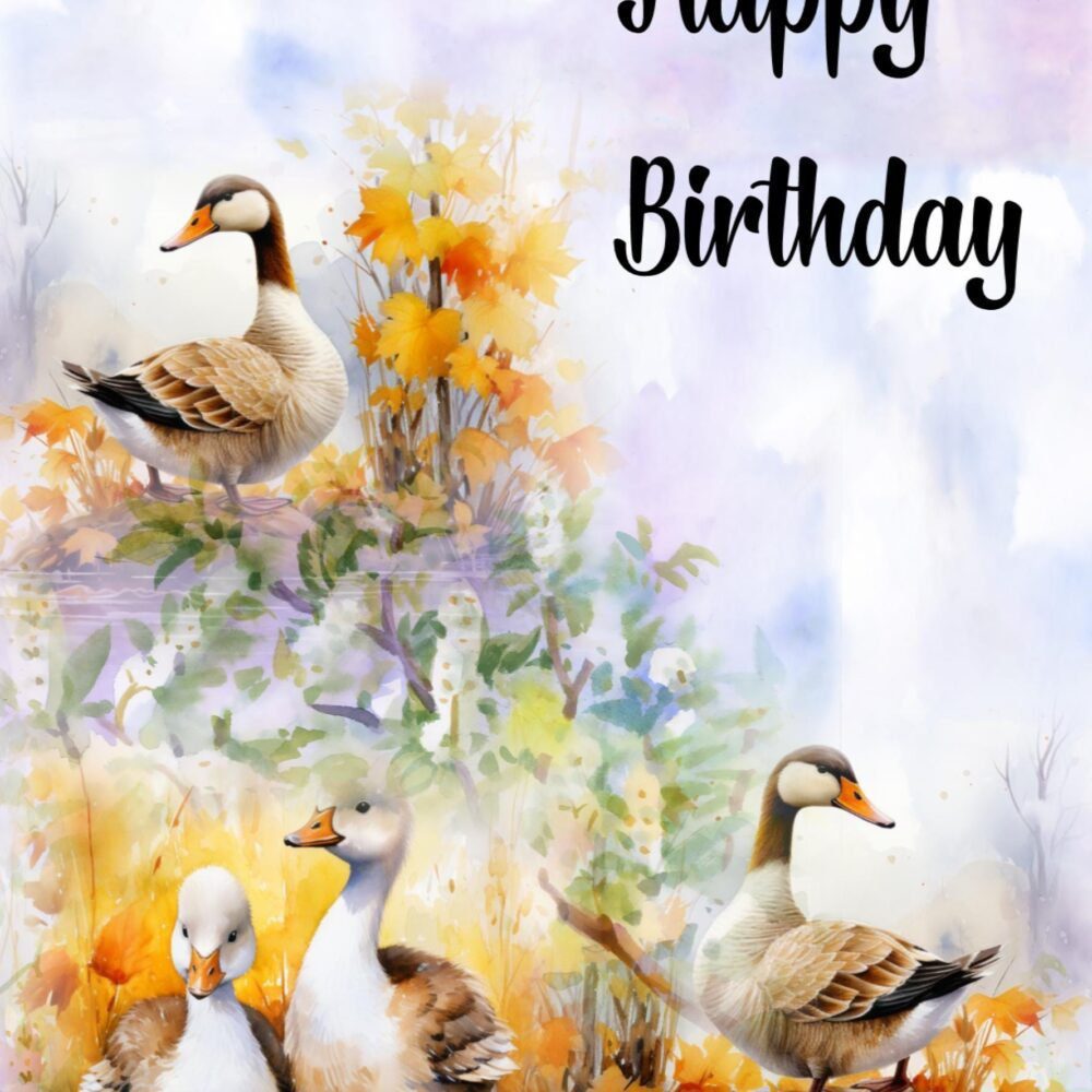 Watercolor Duck Birthday Card, Nature Lover Greeting, Bird Wildlife Art
