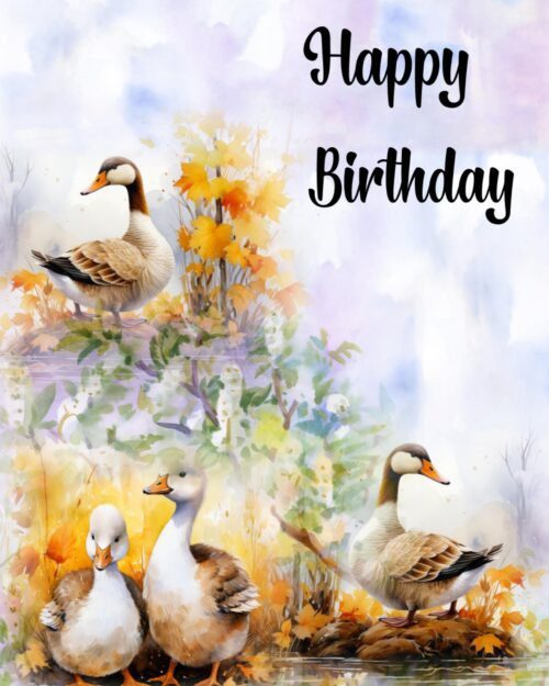 Watercolor Duck Birthday Card, Nature Lover Greeting, Bird Wildlife Art