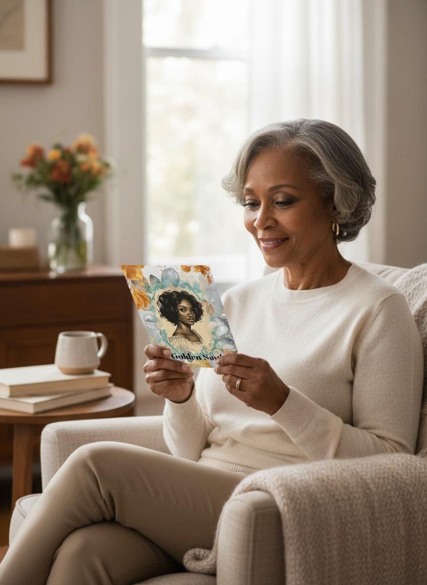 Afrocentric Greeting Card | Black Woman Art | Mothers Day | Golden Heritage Collection - Image 3