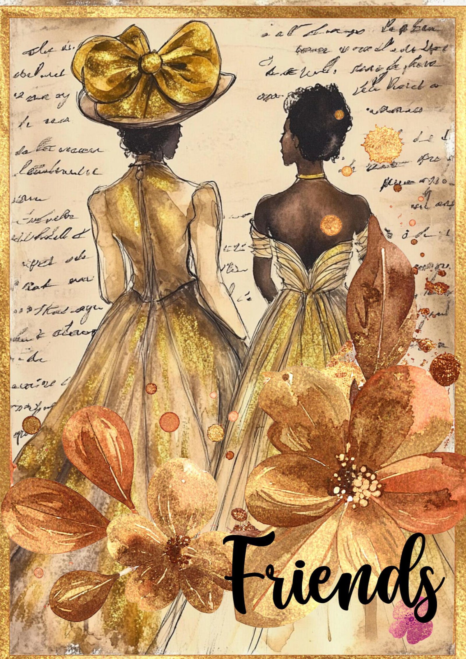 Afrocentric Friendship Card | Golden Heritage Collection, Black Woman Art (5x7)