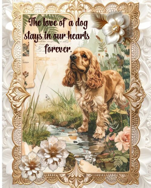 Dog Memorial Card, Pet Loss Sympathy, Rainbow Bridge Remembrance, Two Dogs Floral Friendship
