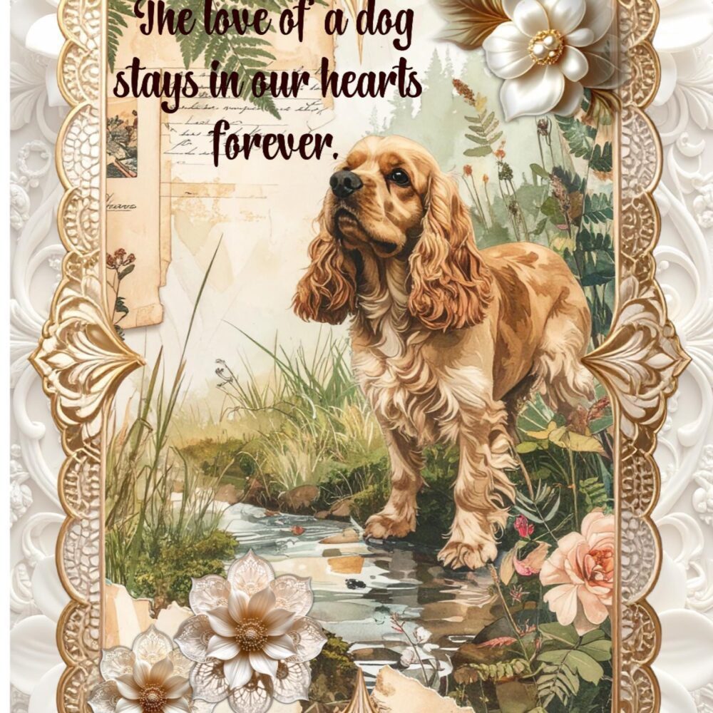 Dog Memorial Card, Pet Loss Sympathy, Rainbow Bridge Remembrance, Two Dogs Floral Friendship