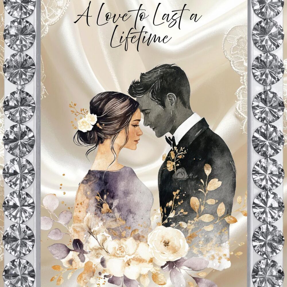 Elegant Floral Wedding Card, Romantic Couple Congratulations, Bride Gift