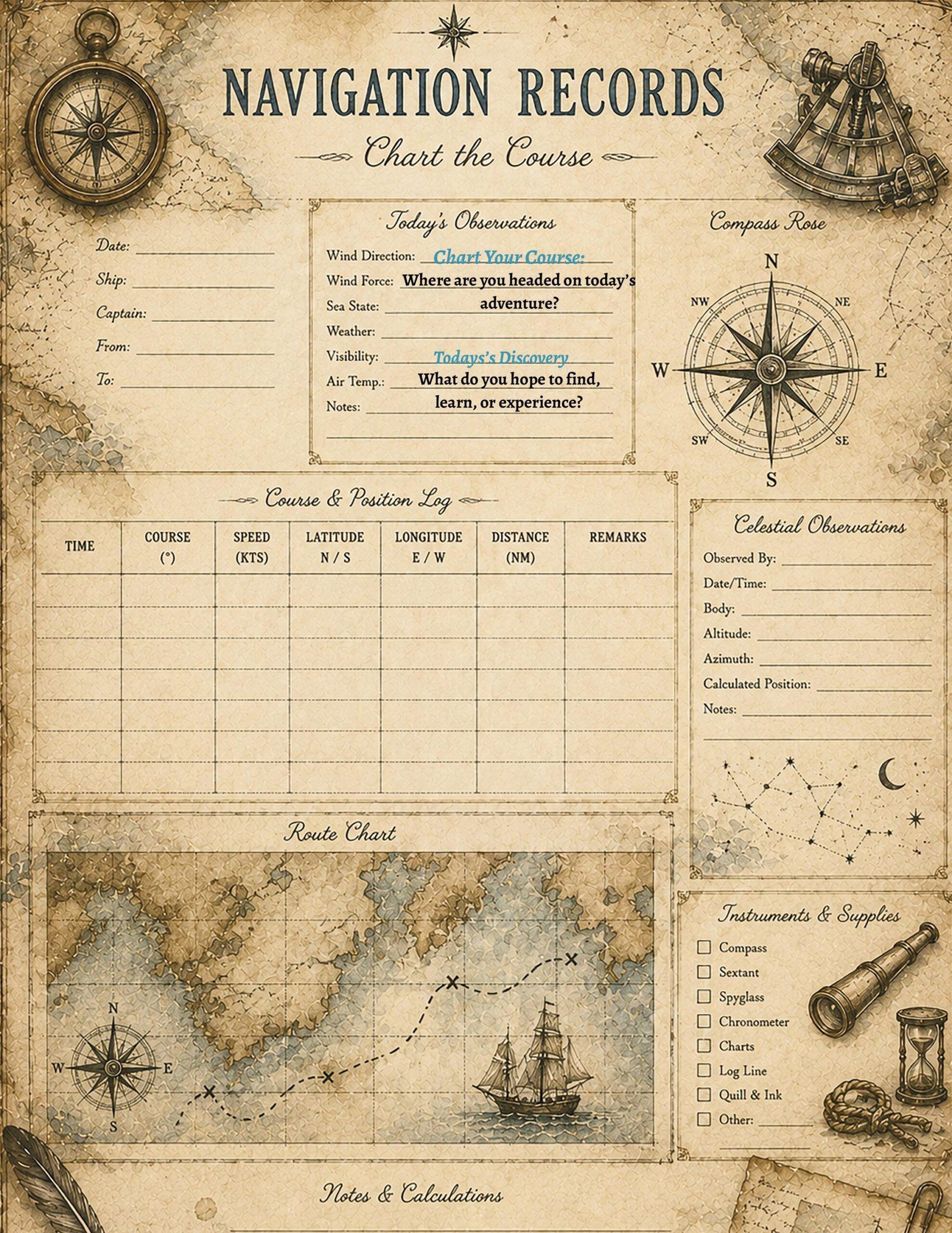 Captain Starling's Explorer Journal | Printable Kids Adventure Journal PDF | Writing & Drawing Journal | Treasure Harbor Tales | Ages 3-8 - Image 4